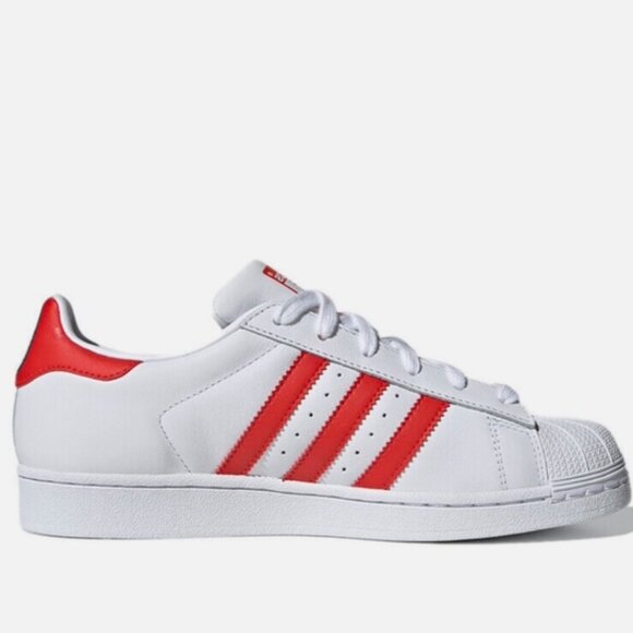 Adidas Original Women's Superstar White and Red, Size 8 - Picture 3 of 7